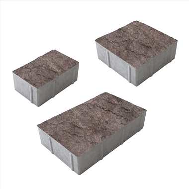 Тротуарная плитка рельефная СТАРЫЙ ГОРОД - Искусственный камень Плитняк, комплект из 3 видов плит